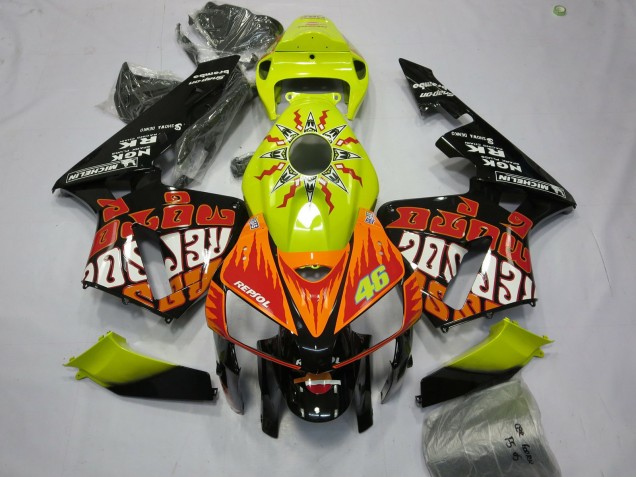 Carénages Moto Honda CBR600RR 2005-2006 - Jaune Vibrant Noir Rossi