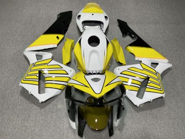 Meilleurs Carénages Moto Honda CBR600RR 2005-2006 - Jaune Blanc Ailes