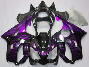 Meilleurs Carénages Moto Honda CBR600 F4i 2001-2003 - Noir Brillant Violet Flamme