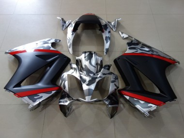 Meilleurs Carénages Moto Honda VFR 800 2002-2013 - Gris Camouflage Rouge Noir Mat