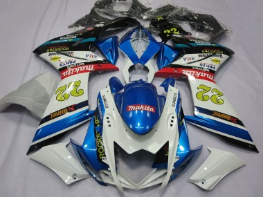 Meilleurs Carénages Moto Suzuki GSXR 1000 2007-2008 - Blanc Bleu Rouge Noir Motul 22