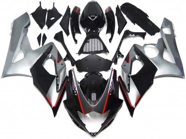 Meilleurs Carénages Moto Suzuki GSXR 1000 2005-2006 - Noir Brillant Argent Rouge