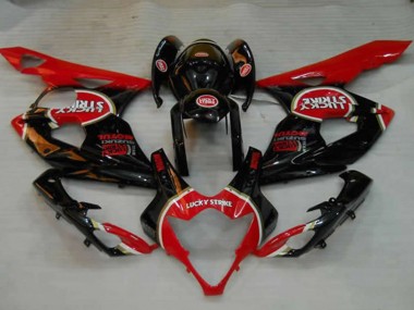 Meilleurs Carénages Moto Suzuki GSXR 1000 2005-2006 - Noir Brillant Rouge Blanc Lucky Strike