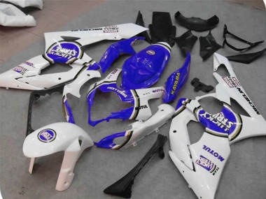 Meilleurs Carénages Moto Suzuki GSXR 1000 2005-2006 - Blanc Bleu Lucky Strike
