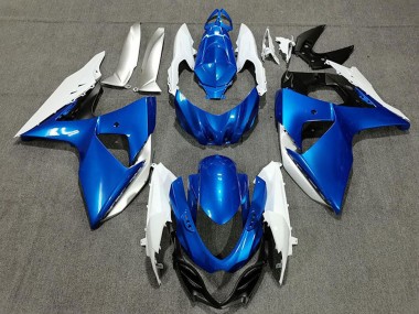 Meilleurs Carénages Moto Suzuki GSXR 1000 2009-2016 - Bleu Blanc Argent Noir