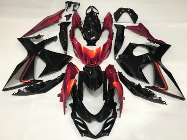 Meilleurs Carénage Moto Suzuki GSXR 1000 2009-2016 - Noir Brillant Rouge