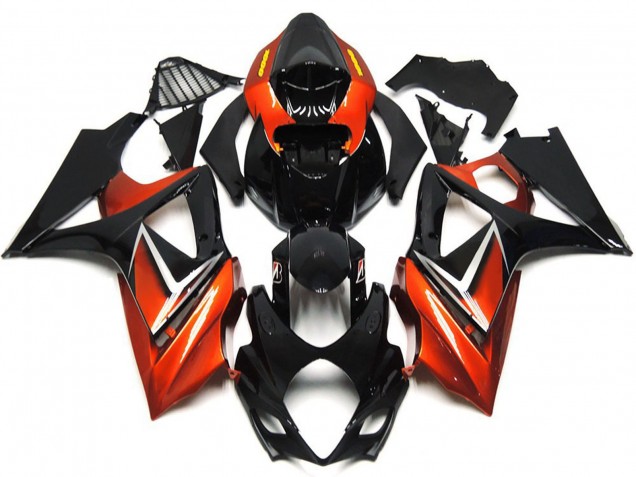 Carénages Moto Suzuki GSXR 1000 2007-2008 - Noir Brillant Orange