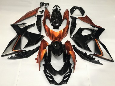 Meilleurs Carénages Moto Suzuki GSXR 1000 2009-2016 - Noir Brillant Shiny Orange