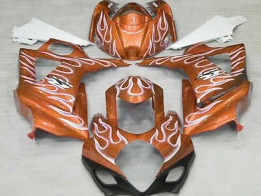 Meilleurs Carénages Moto Suzuki GSXR 1000 2007-2008 - Orange Blanc Flamme