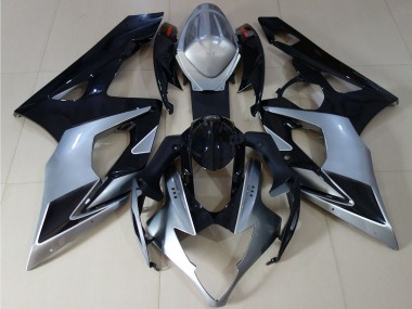Meilleurs Carénages Moto Suzuki GSXR 1000 2005-2006 - Noir Brillant Argent