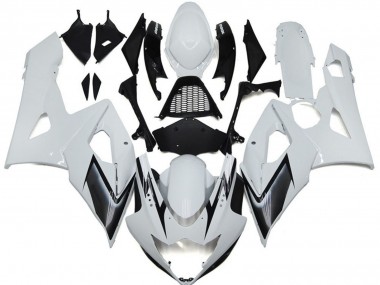 Meilleurs Carénages Moto Suzuki GSXR 1000 2005-2006 - Blanc Brillant Argent Noir