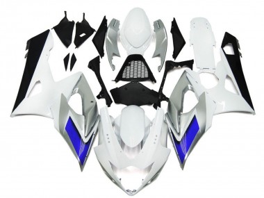Meilleurs Carénages Moto Suzuki GSXR 1000 2005-2006 - Blanc Brillant Argent Bleu