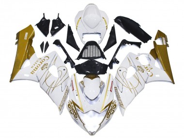 Meilleurs Carénages Moto Suzuki GSXR 1000 2005-2006 - Blanc Or Corona Personnalisé