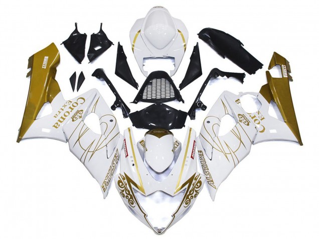 Carénages Moto Suzuki GSXR 1000 2005-2006 - Blanc Or Corona Personnalisé