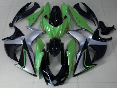 Meilleurs Carénages Moto Suzuki GSXR 1000 2009-2016 - Vert Argent Noir