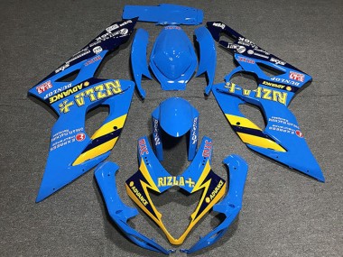 Meilleurs Carénages Moto Suzuki GSXR 1000 2005-2006 - Bleu Jaune Noir Rizla