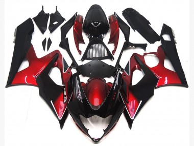 Meilleurs Carénages Moto Suzuki GSXR 1000 2005-2006 - Bonbon Rouge Noir Brillant