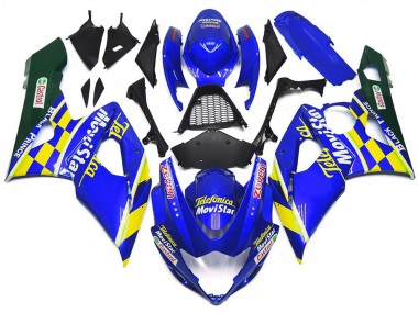 Meilleurs Carénages Moto Suzuki GSXR 1000 2005-2006 - Bleu Jaune Vert MoviStar Castrol