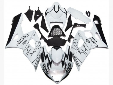 Meilleurs Carénages Moto Suzuki GSXR 1000 2005-2006 - Blanc Noir Corona OEM Style