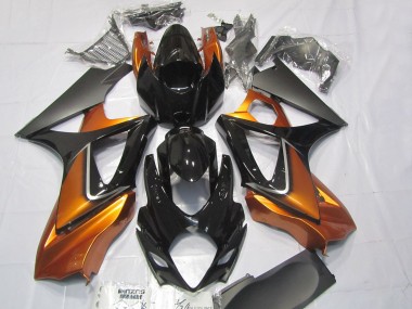 Meilleurs Carénages Moto Suzuki GSXR 1000 2007-2008 - Orange Noir Brillant Noir Mat