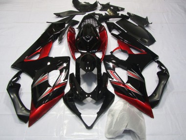 Meilleurs Carénages Moto Suzuki GSXR 1000 2005-2006 - Noir Brillant Rouge Flare
