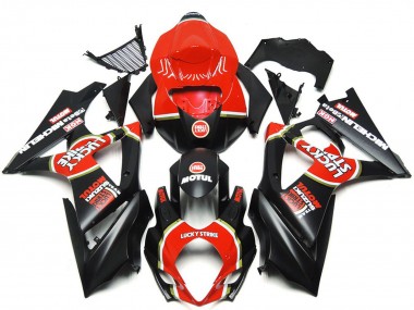 Meilleurs Carénages Moto Suzuki GSXR 1000 2007-2008 - Rouge Noir Lucky Strike