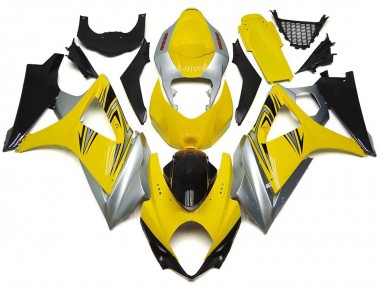 Meilleurs Carénages Moto Suzuki GSXR 1000 2007-2008 - Jaune Argent Noir OEM Style