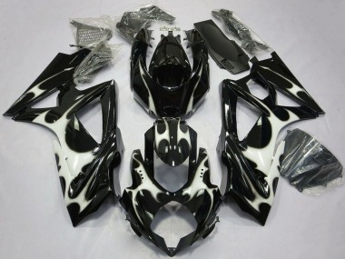 Meilleurs Carénages Moto Suzuki GSXR 600 / GSXR 750 2008-2010 - Noir Brillant Blanc
