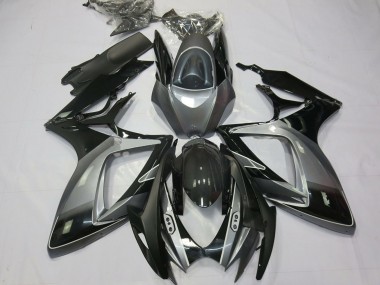 Meilleurs Carénages Moto Suzuki GSXR 600 / GSXR 750 2006-2007 - Gris Noir Brillant Bande