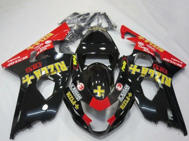 Meilleurs Carénages Moto Suzuki GSXR 600 / GSXR 750 2004-2005 - Noir Brillant Rouge Jaune Rizla