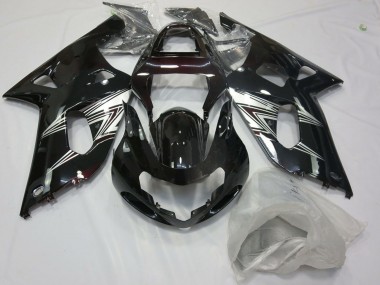 Meilleurs Carénages Moto Suzuki GSXR 600 / GSXR 750 2001-2003 - Noir Brillant Argent Blanc