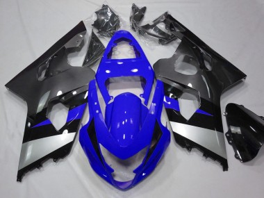 Meilleurs Carénages Moto Suzuki GSXR 600 / GSXR 750 2004-2005 - Bleu Argent Gris Noir