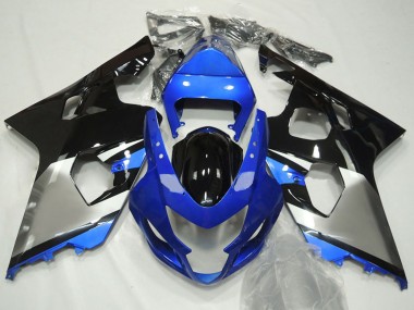 Meilleurs Carénages Moto Suzuki GSXR 600 / GSXR 750 2004-2005 - Bleu Argent Noir