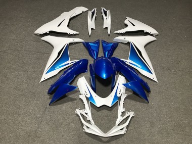 Meilleurs Carénages Moto Suzuki GSXR 600 / GSXR 750 2011-2024 - Bleu Blanc Personnalisé