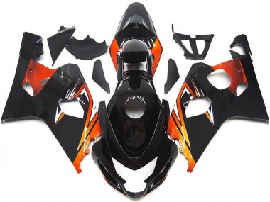Meilleurs Carénages Moto Suzuki GSXR 600 / GSXR 750 2004-2005 - Noir Brillant Orange OEM Style