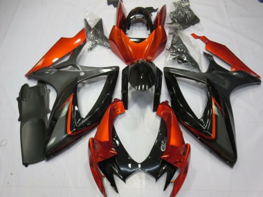 Meilleurs Carénages Moto Suzuki GSXR 600 / GSXR 750 2006-2007 - Burnt Orange Gris Noir Brillant