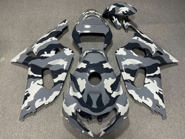 Meilleurs Carénages Moto Suzuki GSXR 600 / GSXR 750 2001-2003 - Gris Noir Blanc Camouflage