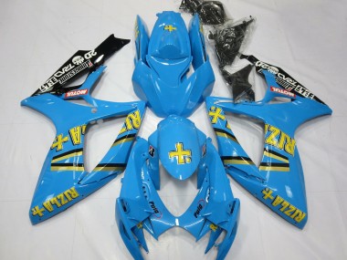 Meilleurs Carénages Moto Suzuki GSXR 600 / GSXR 750 2006-2007 - Bleu Clair Noir Jaune Rizla