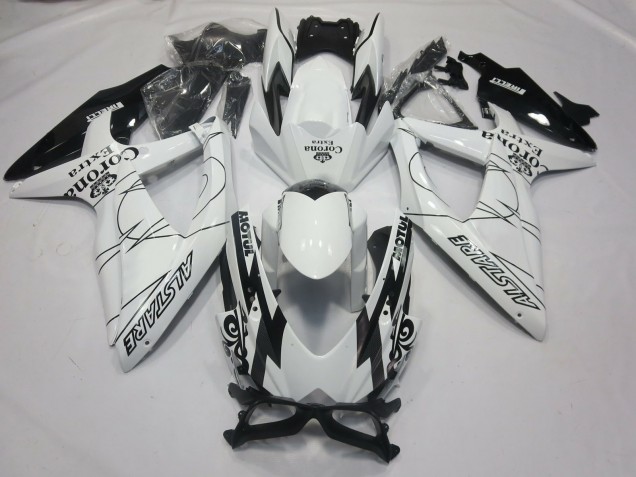 Carénages Moto Suzuki GSXR 600 / GSXR 750 2008-2010 - Blanc Noir Alstare Corona Motul