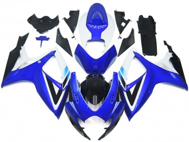 Meilleurs Kits Carénage Moto Suzuki GSXR 600 / GSXR 750 2006-2007 - Blanc Bleu Noir Brillant OEM Style