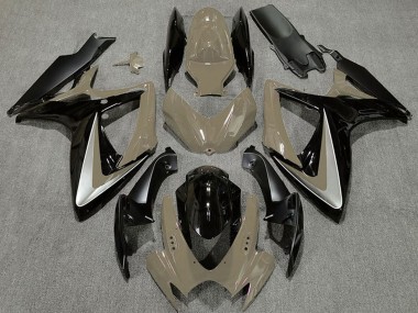 Meilleurs Carénages Moto Suzuki GSXR 600 / GSXR 750 2006-2007 - Bronzage du Désert Argent Noir Brillant OEM Style