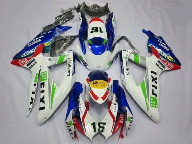 Meilleurs Carénages Moto Suzuki GSXR 600 / GSXR 750 2008-2010 - Blanc Bleu Vert Jaune Rouge Fixi 16