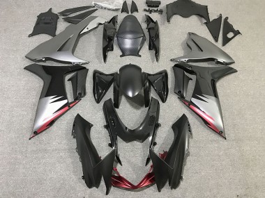 Meilleurs Carénages Moto Suzuki GSXR 600 / GSXR 750 2011-2024 - Gris Argent Noir Brillant