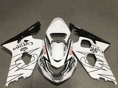 Meilleurs Carénages Moto Suzuki GSXR 600 / GSXR 750 2004-2005 - Blanc Noir Brillant Corona Motul Style