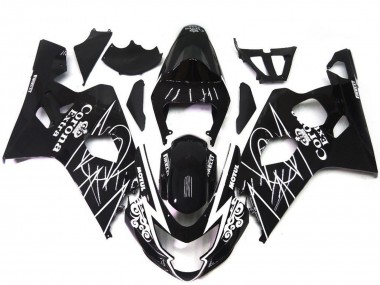 Meilleurs Carénages Moto Suzuki GSXR 600 / GSXR 750 2004-2005 - Noir Brillant Blanc Corona Style
