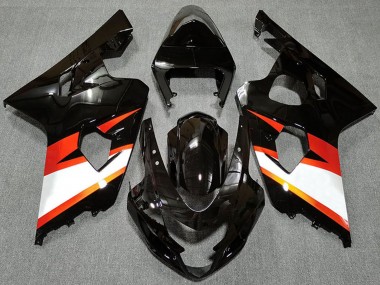 Meilleurs Carénages Moto Suzuki GSXR 600 / GSXR 750 2004-2005 - Noir Brillant Orange Blanc