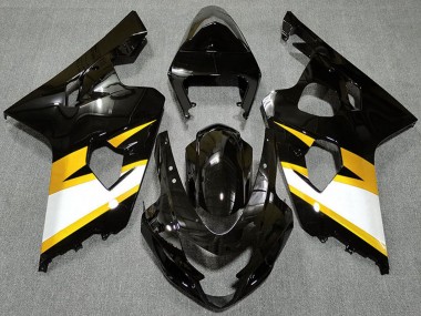 Meilleurs Carénages Moto Suzuki GSXR 600 / GSXR 750 2004-2005 - Noir Brillant Jaune Blanc