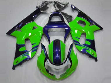 Meilleurs Carénages Moto Suzuki GSXR 600 / GSXR 750 2001-2003 - Vert Bleu Noir