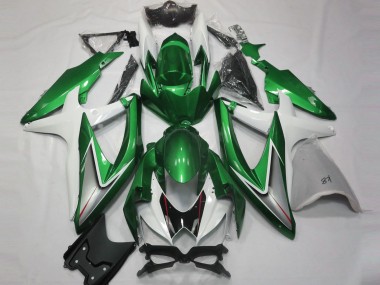 Meilleurs Carénages Moto Suzuki GSXR 600 / GSXR 750 2008-2010 - Blanc Vert Argent Noir Brillant