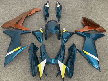 Meilleurs Carénages Moto Suzuki GSXR 600 / GSXR 750 2011-2024 - Bleu Clair Orange Blanc Jaune